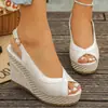 Sandalias de Plataforma con Cuña Tallas Grandes Sandalias Romanas de Comercio Exterior Transfronterizo Europeo y Americano Sandalias de Verano para Mujer 2026 Nuevas Suela Gruesa Boca de Pez