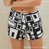 Modelos Personalizados Pantalones para Dormir de Mujer Bloque de Color Tela Corta Estampado Geométrico Pijamas Elásticos Casuales Shorts para Casa