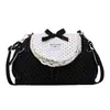 Linda Bolsa Cruzada con Lazo de Nudo para Mujer, Bolso de Hombro Único con Cierre de Cordón, Estilo Coreano, Adorno de Encaje Dulce, Bolso de Hombro Único de Lunares para Mujer
