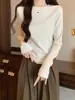 Camiseta larga de manga larga de moda para mujer hecha de tela DeRong, nuevo modelo 2026, color liso, engrosada para otoño e invierno, camiseta básica ajustada, top cálido de cuello redondo