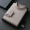 Nuevo Suéter Delgado de Seda de Morera + Lana de Oveja de Cuello Alto Largo para Hombre Camiseta Interior de Punto para Hombre Lana t