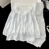 Pijama de algodão nuvem para meninas estilo primavera e outono roupa de casa de manga comprida infantil estilo princesa conjunto para ar condicionado retirar mercadoria da loja física