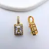 Colgante de Cobre Chapado en Oro con Circonita Microincrustada Cierre Universal Colgante de Collar de Perlas Accesorios para Joyería Hechos a Mano DIY