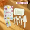Prato de bolo descartável, faca e garfo, conjunto com embalagem de saco de papel, prato de papel de aniversário, bandeja de cozimento de grau alimentício, combinação de talheres