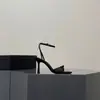Nuevos Zapatos de Tacón Alto de Satén con Lazo para Mujer Verano 2023, Sandalias Sexy de Tacón Fino con Pedrería y Letras, Punta Abierta en Color Rosa