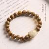 Pulseira de Sândalo Verde Feminina Pulseira Mori Retrô Fofa Divertida Carvão Bodhi Patas de Gato Fruto de Pinheiro Pequeno Círculo Único Contas de Casal