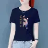 Camiseta Blanca de Manga Corta Estilo Chino Imitación Algodón para Mujer Verano 2024 Nueva Holgada Talla Grande Delgada Casual