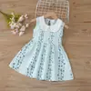 Comercio exterior nuevo vestido para niñas niños sin mangas estampado cuello de muñeca Vestido de Princesa bebé algodón lino vestido
