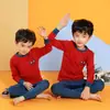 Pijamas para niños Algodón puro Ropa de otoño y conjunto de pantalones Ropa interior térmica para bebés y niñas Capa base para niños pequeños Suéter de algodón