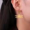 Colgante de Libélula Aretes Colgantes para Mujer Accesorios de Acero Inoxidable Aretes Colgantes de Aro Joyería de Moda Aretes de Acero Inoxidable