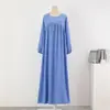 Atravessando Fronteiras 2025 Comércio Exterior Mais Vendido Solto Tamanho Grande Manga Longa Cor Sólida Suéter Vestido Robe, Primavera e Outono Vestido Longo Acima do Joelho