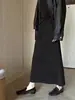 Saia Lã Outono Novo Estilo Coreano Patchwork para Mulheres 2026 Simples Elegante Trabalho Fluida Versátil Longa