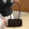 Bolso Retro Boston estilo 2026 nuevo, hecho de piel de flor, bolso cilíndrico suave casual, bolso de hombro para mujer, bolso de axila de piel genuina