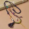 Pingente de Fio de Algodão Enrolado à Mão com Borla Corda de Fibra Vegetal Tecida à Mão DIY Acessórios de Corda para Thangka de Cera de Abelha de Xizang Estilo Antigo