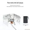 Defletor de vento externo em liga de alumínio com trava para camping, fogareiro de acampamento portátil ultraleve dobrável, para fogareiro a cartucho, para-vento