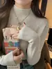 Suéter de Punto de Cachemira de Manga Larga para Mujer, Nueva Prenda Base de Cuello Alto para Otoño e Invierno, Primavera y Otoño
