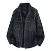 Jaqueta masculina plus size, novo modelo de primavera, jaqueta de couro PU com toque de camurça, para homens maiores, estilo old money, marca da moda, casaco com gola alta para homens