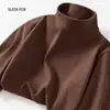 Blusa de fleece dupla face, camiseta quente de manga longa para homens, corte solto, cor sólida, roupa íntima térmica casual, camada base de inverno, blusa de outono