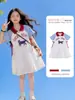 Vestido Polo para Niña 2026 Verano Nuevo Estilo Niños Gato Bloques de Color Estilo Preppy Dulce y Lindo Vestido de Princesa