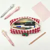 Nuevo estuche de lápices de papelería a cuadros de lana transfronterizo, bolsa para toallas sanitarias de estudiante, bolsa de maquillaje multifuncional de gran capacidad, bolsa de almacenamiento