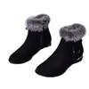 Moda de Invierno Talla Grande Botines Cortos Cálidos Forrados de Polar con Punta Redonda para Mujer 2025 Nuevos Zapatos de Algodón para Mujer con Pelo de Conejo de Tacón Bajo para Mamá