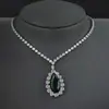 Shein collar de esmeralda en forma de pera con microincrustaciones de gotas de diamante estilo ins diseño de industria pesada lujo ligero para mujer x7107
