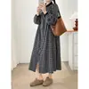Vestido de Manga Larga a Cuadros Color-Block Colección Primavera 2026 Casual Cuello de Muñeca Vestido Largo de Botones Sencillos Venta al por Mayor para Mujer