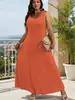 Comercio Exterior Transfronterizo Nuevo Estilo Africano Tallas Grandes Ropa para Mujer, Vestido de Tirantes Color Sólido Elegante y con Estilo, Vestido sin Mangas para Mujer