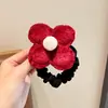2025 Lazo para el Cabello de Niña Estilo Año Nuevo y Navidad, Cuerda Elegante de Terciopelo para el Cabello, Diadema Roja, Versátil Vintage para Niñas