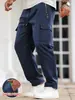 Wish Roupa de Trabalho Casual para Comércio Exterior Transfronteiriço Calças Masculinas de Perna Reta Calças Esportivas para Fitness Calças Longas Largas com Múltiplos Bolsos Atacado