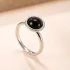 Anillo de Acero Inoxidable de Nuevo Estilo Transfronterizo con Placa Soldada, Anillo Redondo de Piedra Natural, Estilo Vintage, Joyería de Acero de Titanio Chapado en Oro de 18 Quilates