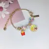 Pulsera Elegante de Aleación Galvanizada con Broche de Langosta y Trébol de Cuatro Hojas para Mujer, Más Vendida en el Sudeste Asiático, Joyería de Dibujos Animados en Stock, Hecha a Mano