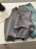 Chaleco de Punto de Botón Único Estilo Coreano para Mujer Otoño Nuevo Retro Simple Suéter Interior Cárdigan Chaqueta sin Mangas para Mujer