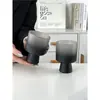 Taza de Postre Estilo Celebridad de Internet Taza de Café Nicho Vidrio Texturizado Degradado Negro Taza de Jugo Taza para Bebidas Frías
