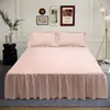 Falda de Cama Estilo Coreano Cubierta de Cama de una Pieza Cubierta de Cama Antideslizante Estilo Falda de Cama para Cama Individual y Doble Sábanas Cubierta Protectora Simmons Cubierta Antideslizante Todo Incluido