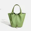 Bolso de Mano para Mujer Piel de Vaca de Primera Capa Cesta de Verduras 2025 Popular Bolso Cubo Pequeño Bolso de Mano Bolso de Mano de Gran Capacidad