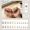 Uñas Postizas Brillantes Color Dorado Champagne de Alta Venta, Uñas Francesas Transparentes Hielo, 24 Piezas de Uñas Postizas Cortas Super Brillantes al por Mayor