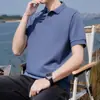 [Piqué de Oxígeno Helado] Camisa Polo de Malla Transpirable para Hombre de Manga Corta de Verano con Cuello Camisero Top de Color Sólido Elegante para Negocios