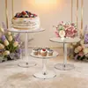Suporte de Bolo Acrílico Transfronteiriço Prateleira Simples Cerimônia de Casamento Suporte de Bolo de Aniversário Rack de Exibição Vitrine Personalizada