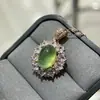 Pingente de Pedra de Uva Natural, Cristal Fluorescente Tipo Gelo, Prata 925 Limpa com Inlay de Precisão, Pedra Principal 8X12mm