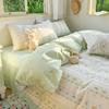 Conjunto de Cama Pastoral de Algodão Puro Quatro Peças 2025 Novo Estilo Floral Fresco Roupa de Cama Toda em Algodão Capa de Edredom Lençol Comércio Exterior