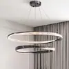 Lustre Minimalista de Luxo Leve Estilo Italiano para Sala de Estar Luz Principal Pós-Moderno Simples Anel de Cristal em Forma de LED Luz para Casa Sala de Jantar Quarto