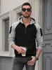 Sudadera Cruzada para Hombre Europea y Americana Otoño e Invierno con Cremallera Sudadera Deportiva con Bolsillos en las Mangas Sudadera Cruzada Informal