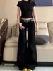 Pantalones Vaqueros Lavados de Pierna Ancha Estilo Americano para Mujer Micro Tiro Bajo Sueltos Cow Dipped talla extra Chica Caliente Primavera y Otoño para Mujer
