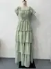 Vestido con falda abullonada y cintura de malla fresca reductora de edad francesa para mujeres europeas y americanas de verano 2024