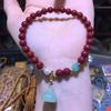 Pulsera Vintage al por Mayor de Arena Dorada Morada Cinnabar de Mina Antigua para Mujer, Joyería Étnica con Cuentas