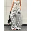 Pantalones Deportivos Elásticos de Cintura Ancha con Patrón de Estrella Versátil Estilo Americano para Mujer, Pantalones Deportivos Retro Holgados Casuales de Pierna Ancha para Hombre