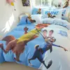 Juego de cuatro piezas con estampado de dibujos animados de Disney de algodón, 100% algodón puro, adorable ropa de cama auténtica de la propiedad intelectual Zootopia