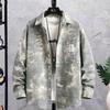 Camisa de manga larga con bolsillo estampado para hombre, ropa informal holgada con solapa, estilo estudiante, primavera y otoño