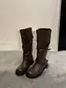 Botas altas de diseño nicho estilo coreano para pantorrilla ancha, nuevo modelo primavera-verano 2026, botas de montar adelgazantes de punta redonda para pantorrilla alta